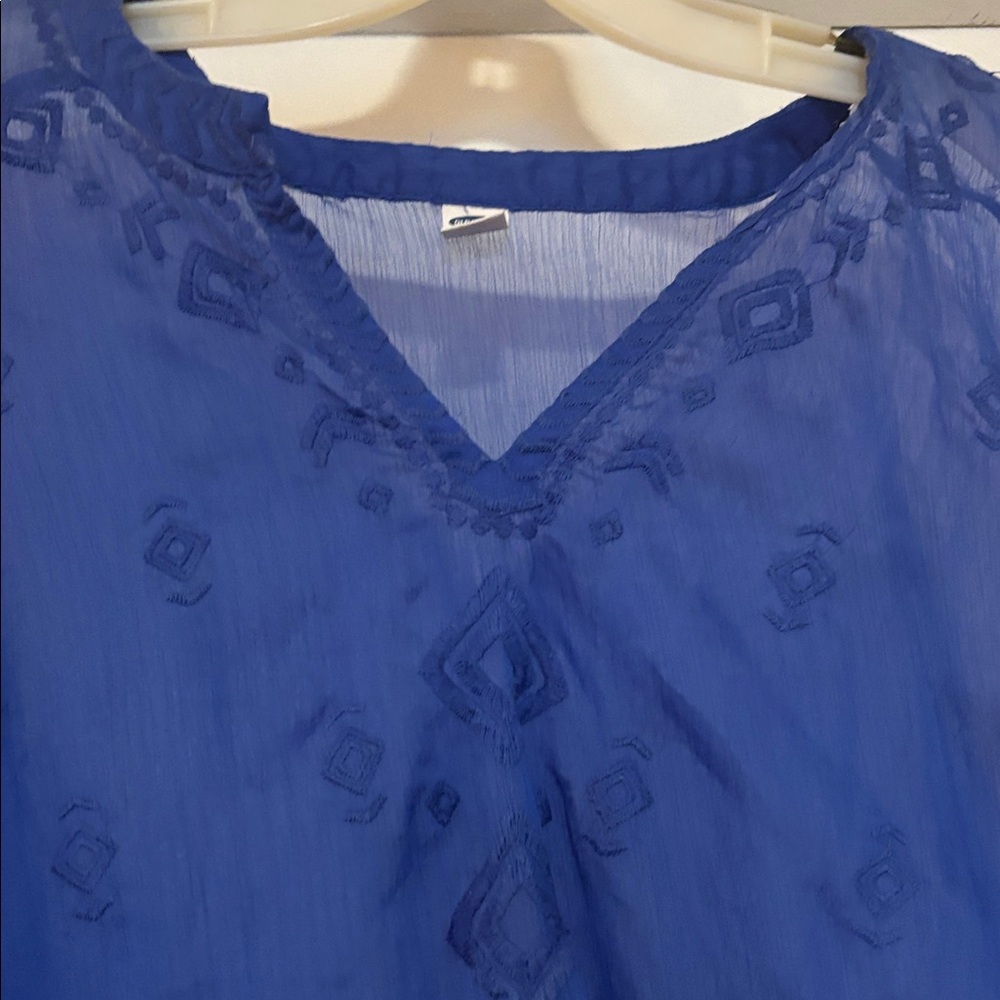Old Navy Royal Blue Sheer Blouse - Picture 4 of 10